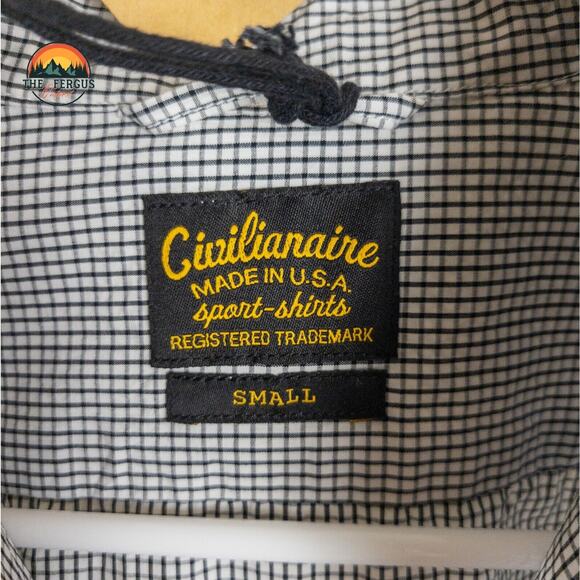 NWT Civilianaire Shirt Black Stripe Made In USA! Mens Size Slim Small - Picture 4 of 16